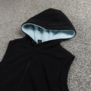 VTG GAP Vest Womens M Black Hooded Full Zip Up Sleeveless Hoodie Sweater 90s Y2K
